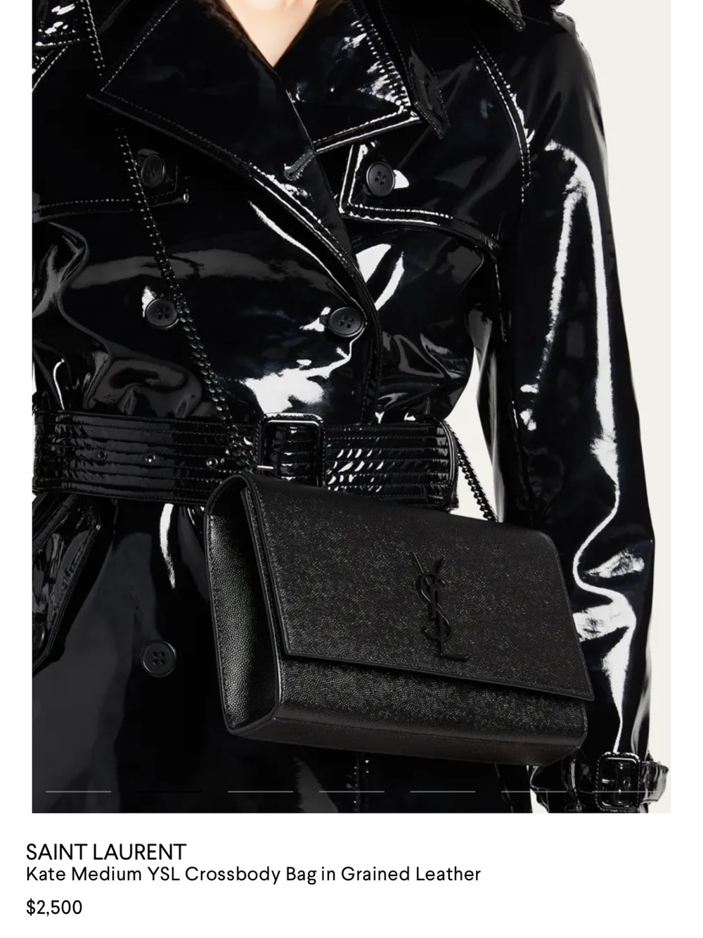 Saint Laurent Black Leather Kate Crossbody Medium - Picture 12 of 14
